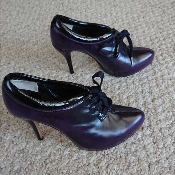 Max Studio Zanzibar heeled low top booties in eggplant Purple size 6M - Picture 1 of 15